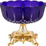 Decorium Cristalline Pirinç Kaplama 21,5 cm Ayaklı Dekoratif Mor Cam Meyvelik 9-03010003