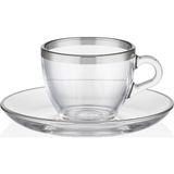 Decorium Dalia Platin Yaldızlı 70 ml 12 Parça 6 Kişilik Cam Kahve Fincan Takımı 9-01120022