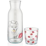Decorium Iconic Marilyn 1200 ml 2 Parça Bardaklı Başucu Cam Sürahi 9-01050054 - 1 lt
