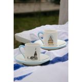 Decorium Istanbul Kız Kulesi ve Galata 80 ml 4 Parça 2 Kişilik Porselen Kahve Fincan Takımı 9-01120170