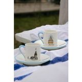 Decorium İstanbul Kız Kulesi ve Galata 80 ml 4 Parça 2 Kişilik Porselen Kahve Fincan Takımı