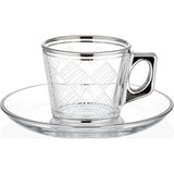 Decorium Karo Platin Yaldızlı 80 ml 12 Parça 6 Kişilik Porselen Kahve Fincan Takımı 9-01120026