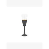Decorium Vision Black 24 Ayar Altın Yaldızlı 170 ml 6 Parça Flüt Siyah - Altın Cam Şampanya Kadehi 9-01020017
