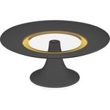 Decorium Vision Black 24 Ayar Altın Yaldızlı 28 cm Ayaklı Cam Servis Tabağı 9-01150022