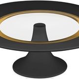 Decorium Vision Black 24 Ayar Altın Yaldızlı 33 cm Ayaklı Cam Servis Tabağı 9-01150023