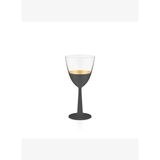 Decorium Vision Black 24 Ayar Altın Yaldızlı 340 ml 6 Parça Siyah - Altın Cam Kırmızı Şarap Kadehi