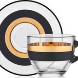 Decorium Vision Black 24 Ayar Altın Yaldızlı 70 ml 12 Parça 6 Kişilik Cam Kahve Fincan Takımı 9-01120030