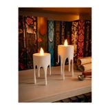 Decorius Beyaz Damlayan Görünümlü LED Mumluk Seti | Eriyen Mum Efektli Pilli Dekoratif Mum | Modern Masa, Sehpa, Konsol, TV Ünitesi, Salon ve Yatak Odası Ev Dekorasyonu