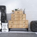 Decormet Gobi Modern Şifonyer Safir Meşe 80 cm Genişlik 40 cm Derinlik 3 Çekmeceli