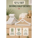 Decorness Bebek Askısı Tatlı Kalp Detaylı Premium Bebek Kıyafet Askısı 12 ADET