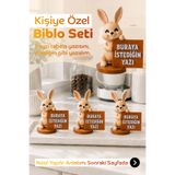 Decoroom Kişiye Özel Sevimli Tavşancık Figürü Biblo Seti 3lü Kahve Köşesi Aksesuarları Masa Üstü Süsleri Dekoratif Obje Kişiselleştirilebilir Biblo Hediyelik