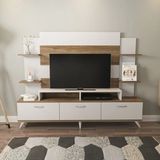 Decorotika Diana Modern Tasarımlı Beyaz Ceviz TV Ünitesi Suntalam Malzeme 180x143x30 cm