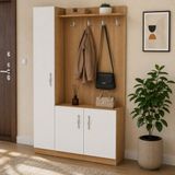 Decorotika Naturel Portmanto Beyaz/Teak - Beyaz - Meşe