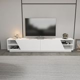 Decorotika Rhodes Beyaz TV Ünitesi Modern Tasarım 240 cm Suntalam Malzeme ile Şık Kullanım