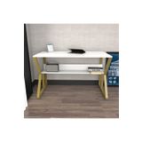 Decorotika Wake Çalışma Masası Beyaz Gold Metal