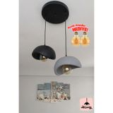 decory Beton Görünümlü 2'li Sarkıt Avize,Bohem Sarkıt Avize (Rustik Ampul Hediyeli) (Bioplastik) E27