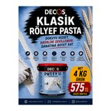 DECOS Klasik Rölyef Pasta 4 KG – Modelleme ve Doku Macunu – Stencil, Kabartma ve Dekoratif Sanat Pastası