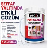 Decos Pur Glass; Balkon, Teras, Banyo, Mutfak, Seramik, Fayans, Mermer, Beton ve Derz Aralarında Kullanılabilen Su Bazlı, Poliüretan Katkılı Şeffaf Su Yalıtım Malzemesi - 1 KG