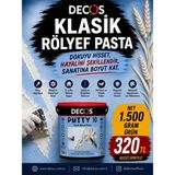 Decos Putty 10 - Klasik Rölyef Pasta 1,5 KG – Modelleme ve Doku Macunu – Stencil, Kabartma ve Dekoratif Sanat Pastası - Beyaz - 1500 gr