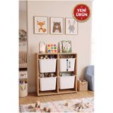 decosense 4 Adet Ultra Büyük Çekmeceli 86 cm Safir Meşe Çocuk Odası Oyuncak Dolabı ve Çok Amaçlı Saklama Ünitesi - Depolayıcı Düzenleyici Organizer