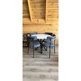 Decosense 4 Kişilik Modern 90 cm Yuvarlak Masa ve 4 Teddy Sandalyeli Mutfak Takımı Balkon Takımı Salon Takımı - Antrasit