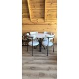 Decosense 4 Kişilik Modern 90 cm Yuvarlak Masa ve 4 Teddy Sandalyeli Mutfak Takımı Balkon Takımı Salon Takımı - Beyaz
