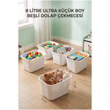decosense 5 Adet Beyaz Ultra Küçük Boy 8 Litre 30x20x20 cm Oyuncak Dolabı Çekmecesi