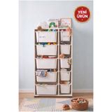 decosense 5 Adet Büyük 5 Adet Ultra Küçük Çekmeceli 136 cm Beyaz Çocuk Odası Oyuncak Dolabı ve Çok Amaçlı Saklama Ünitesi - Depolayıcı Düzenleyici Organizer