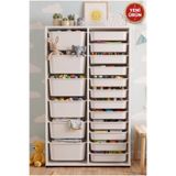 decosense 6 Adet Büyük 12 Adet Orta Boy Çekmeceli 162 cm Beyaz Çocuk Odası Oyuncak Dolabı ve Çok Amaçlı Saklama Ünitesi - Depolayıcı Düzenleyici Organizer