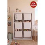 Decosense 6 Adet Ultra Büyük Çekmeceli 123 cm Beyaz Çocuk Odası Oyuncak Dolabı ve Çok Amaçlı Saklama Ünitesi - Depolayıcı Düzenleyici Organizer