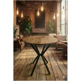 Decosense 70 cm Siyah Metal Ayak 2-3 Kişilik Yuvarlak Masa Mutfak Masası Balkon Masası Kafe Masası Ofis Masası - Atlantik Çam