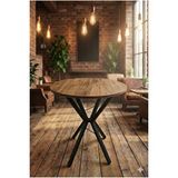 Decosense 70 Cm Siyah Metal Ayak 2-3 Kişilik Yuvarlak Masa Mutfak Masası Balkon Masası Kafe Masası Ofis Masası Çam