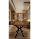Decosense 70 cm Siyah Metal Ayak 2-3 Kişilik Yuvarlak Masa Mutfak Masası Balkon Masası Kafe Masası Ofis Masası - Ceviz