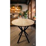 Decosense 70 Cm Siyah Metal Ayak 2-3 Kişilik Yuvarlak Masa Mutfak Masası Balkon Masası Kafe Masası Ofis Masası Meşe