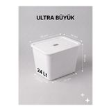 decosense Beyaz Kapaklı Ultra Büyük 24 Litre 40x30x30 cm Polipropilen Plastik Düzenleyici - Oyuncak Kutusu ve Eşya Saklama Sepeti