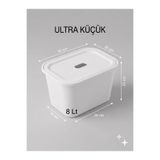 decosense Beyaz Kapaklı Ultra Küçük 8 Litre 30x20x20 cm Polipropilen Plastik Düzenleyici - Oyuncak Kutusu ve Eşya Saklama Sepeti