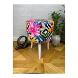 Decosense Pembe Çiçekli Puf Oturan Bench Tabure Koltuk