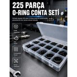 Decostyle 225 Parça O-Ring Conta Seti 18 Farklı Ölçü Kauçuk Sızdırmazlık Conta Organizer Kutulu