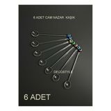 DECOSTYLE 6'lı Cam Çay Kaşığı Seti, Nazar Boncuklu, Çok Renkli, 11 cm
