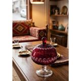 Decostyle Dekorlu Kapaklı Ayaklı Şekerlik – 2 Parça Sunum & Dekor Seti 14X14X20 - Bordo - Beyaz