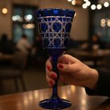Decostyle Gloria El Kesmesi Renkli Kadeh (270 cc) - Çeyizlik Kristal Kesme Bardak - Mavi