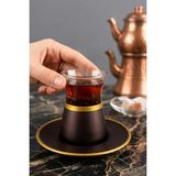 Decostyle Gold Irem Çay Seti Renkli Dekor El Yapımı Cam Paşabahçe - Siyah