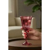Decostyle Nora Kristalize El Dekoru Renkli Kadeh – 270 cc Şık Sunum Bardak - Pembe