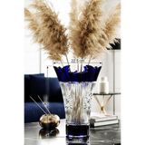DECOSTYLE Omnia Dantelli Dekorlu Kobalt Parlak Vazo, Beyaz Kobalt, El Yapımı, 30 cm Yükseklik
