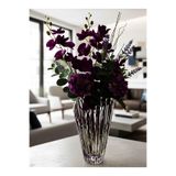 DECOSTYLE Omnia Kristal Dekorlu Parlak Vazo, 25 cm, Lila