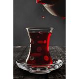 Decostyle Paşabahçe Puantiye Dekorlu 12 Parça Çay Takımı - Nostaljik Benekli 6 Kişilik Set - Beyaz