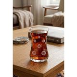 Decostyle Paşabahçe Puantiyeli Ajda Dekorlu 6'lı Çay Bardağı El Dekoru - Beyaz
