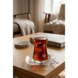 DECOSTYLE Puantiyeli Ajda Dekorlu 6'lı Çay Bardağı el dekoru