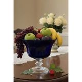 DECOSTYLE Renkli Büyük Ayaklı Meyve Kasesi, 27 cm Çap, 25 cm Yükseklik, Lacivert, Cam