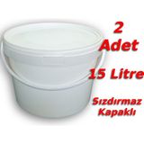 Decotone 15 Lt Plastik Kapaklı Kova Hobi Boya Gıda Yoğurt Fermantasyon Kovası Beyaz - 2 Adet